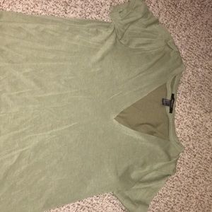 Olive green shirt w/ cut out front and suede